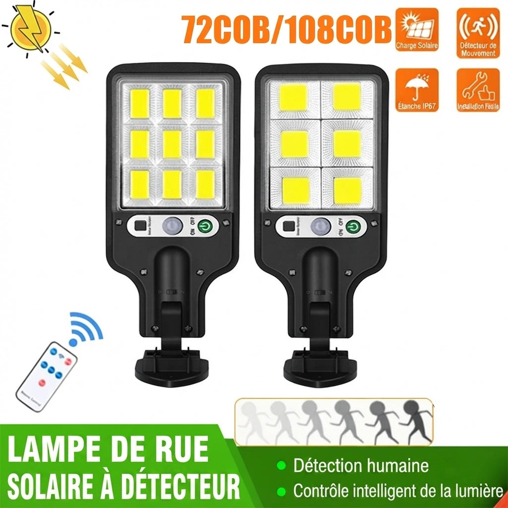 Lampe Solaire COB 1500LM – Détection 270°, 3 Modes, IP65