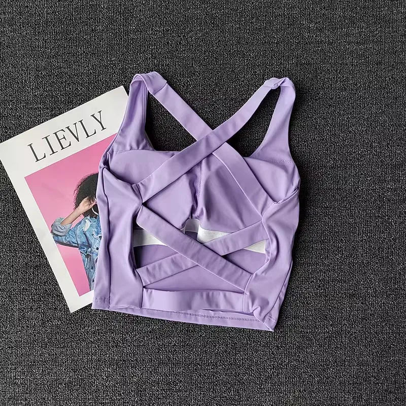 Brassière Sport Croisée Dos Nu – Maintien Yoga & Fitness Femme | W1253