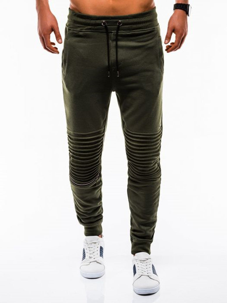 Jogger Sportif Homme Coton 65% - Plis Genoux Style Biker