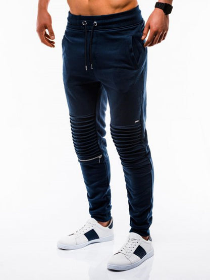 Jogger Sportif Homme Coton 65% - Plis Genoux Style Biker