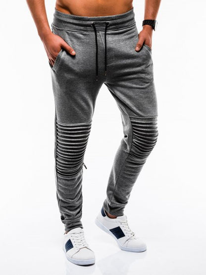 Jogger Sportif Homme Coton 65% - Plis Genoux Style Biker