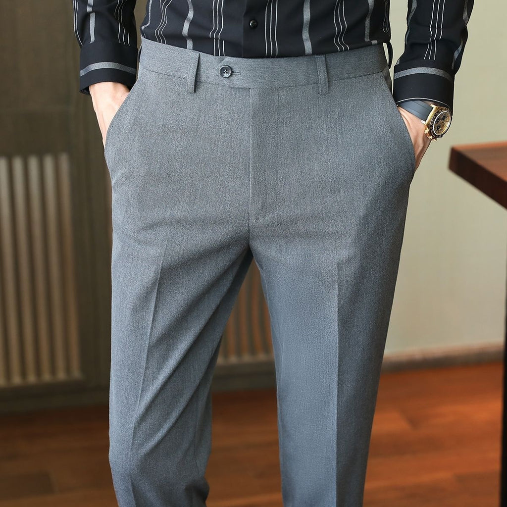 Pantalon de Costume Business Tendance Court Sans Repassage