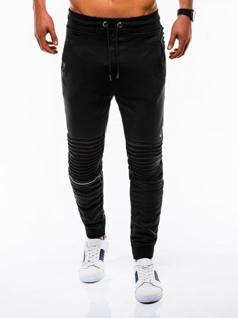 Jogger Sportif Homme Coton 65% - Plis Genoux Style Biker