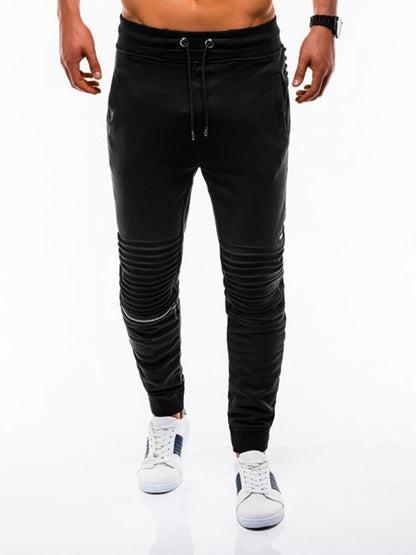Jogger Sportif Homme Coton 65% - Plis Genoux Style Biker