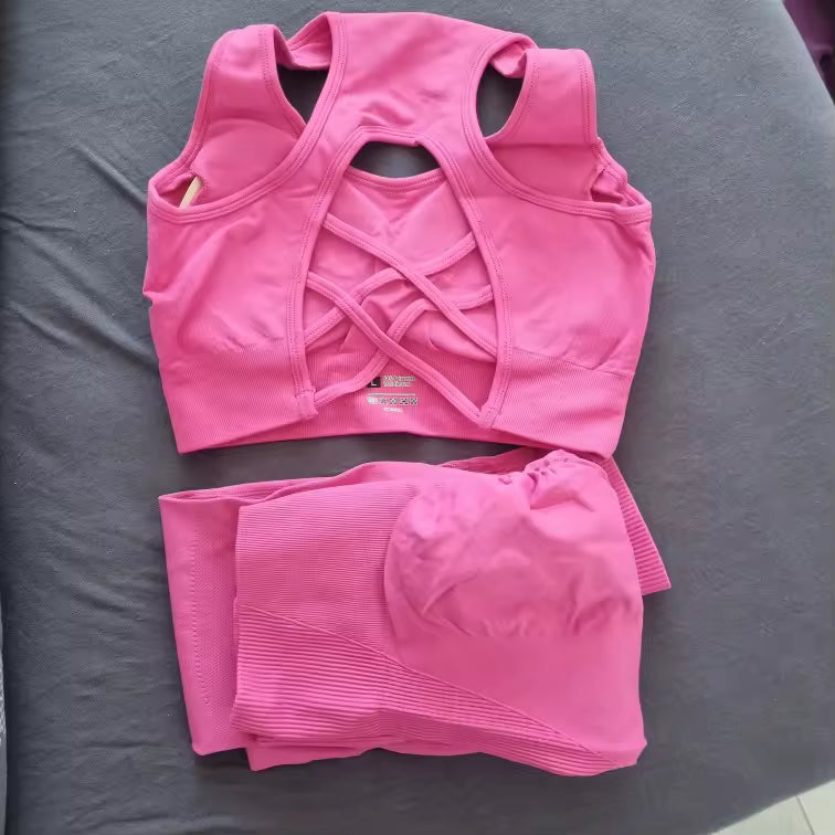 Ensemble Yoga Sans Couture – Brassière Croisée & Legging Gainant