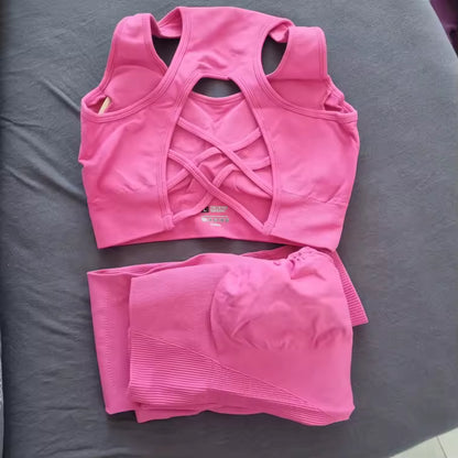 Ensemble Yoga Sans Couture – Brassière Croisée & Legging Gainant