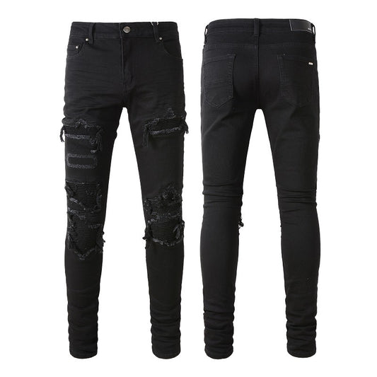 Jean Skinny Noir Déchiré Coton - Coupe Slim Stretch Homme