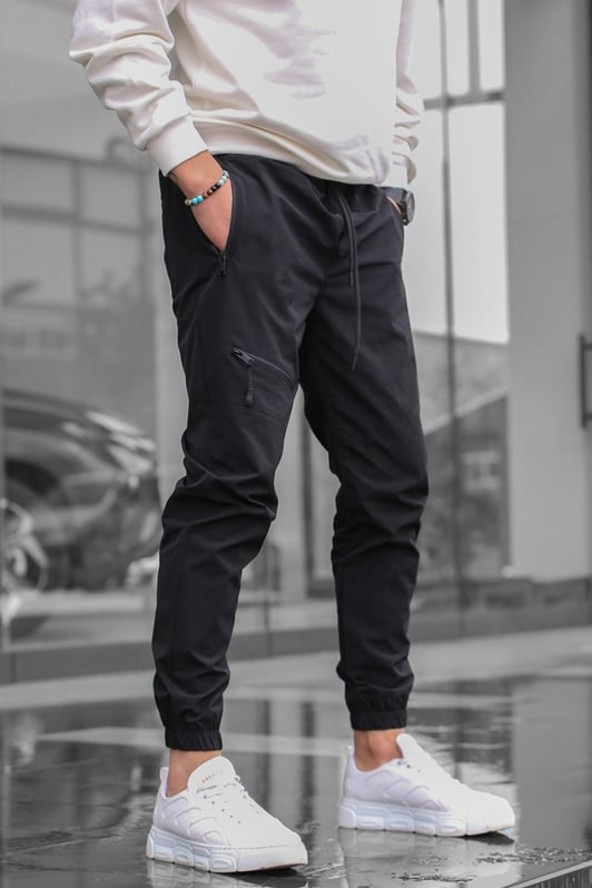 Pantalon Jogger Décontracté Rétro pour Homme avec Fermeture Éclair