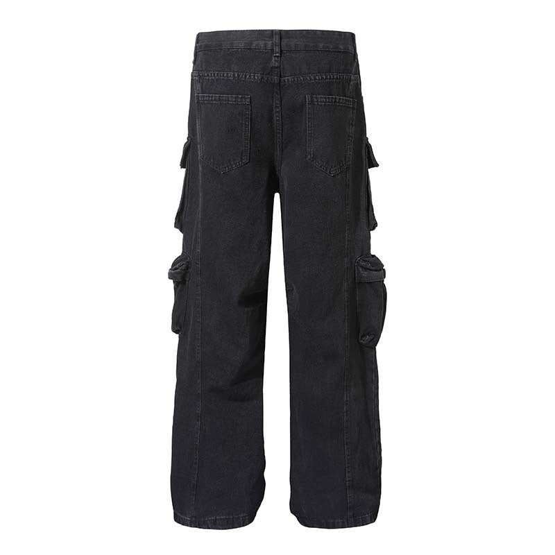 Jean Cargo Noir Homme Multipoches - Style Streetwear 100% Coton - Tissu naturel,