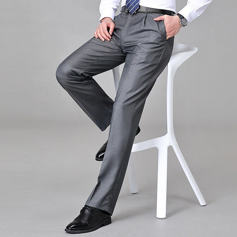 Pantalon de Costume en Soie de Mûrier pour Homme - Coupe Droite Sans Repassage