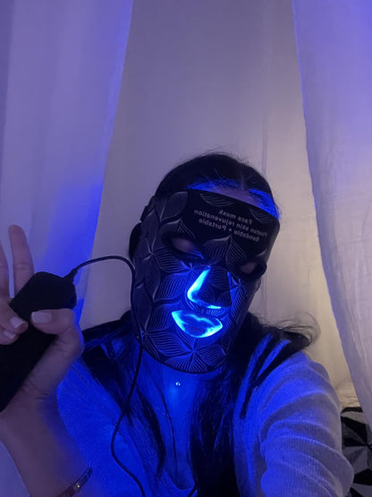 Masque Photonique Visage Portable - Rajeunissement Peau 3 Niveaux Anti-Fatigue