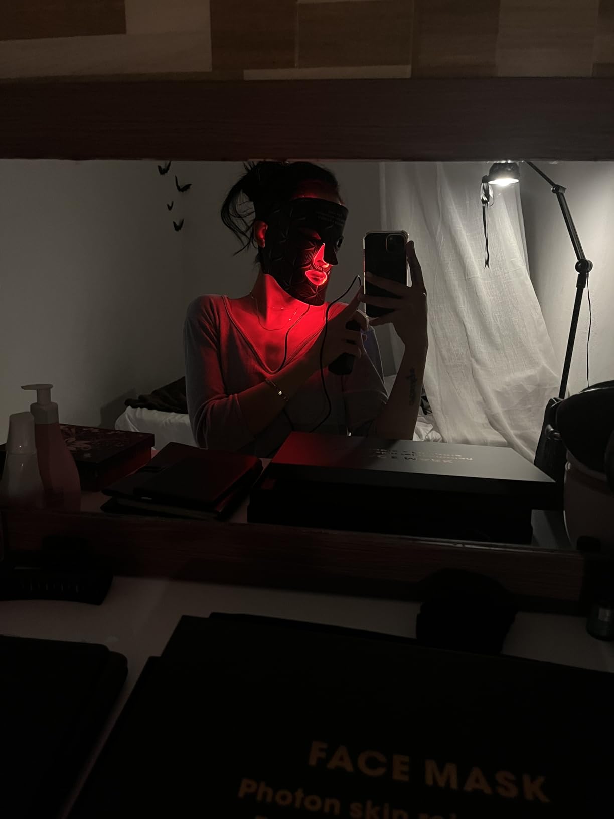 Masque Photonique Visage Portable - Rajeunissement Peau 3 Niveaux Anti-Fatigue