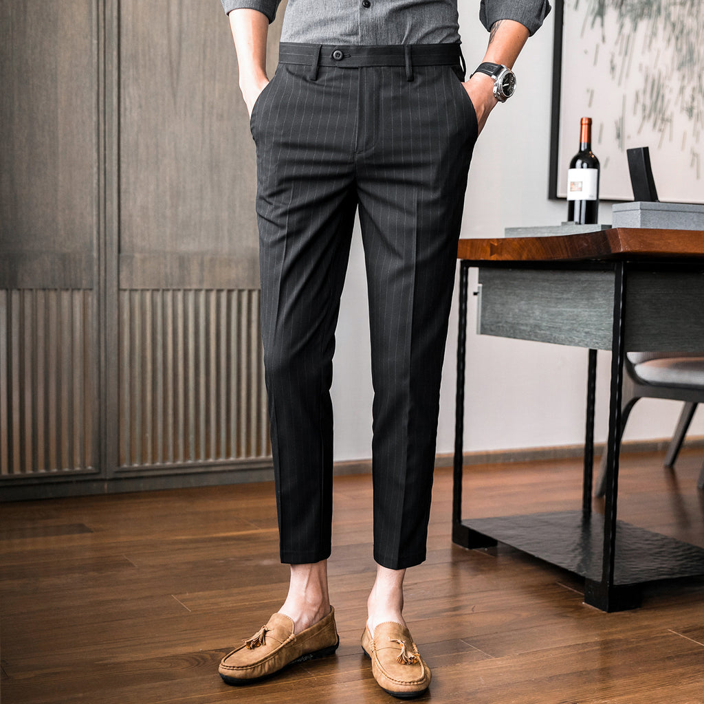 Pantalon de Costume Homme Slim Coupe Droite Style Business Décontracté