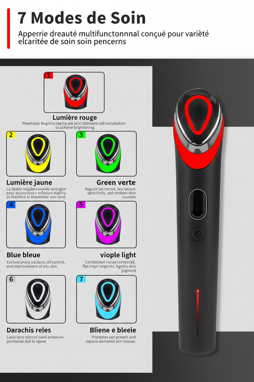 7 Modes de Soin LED