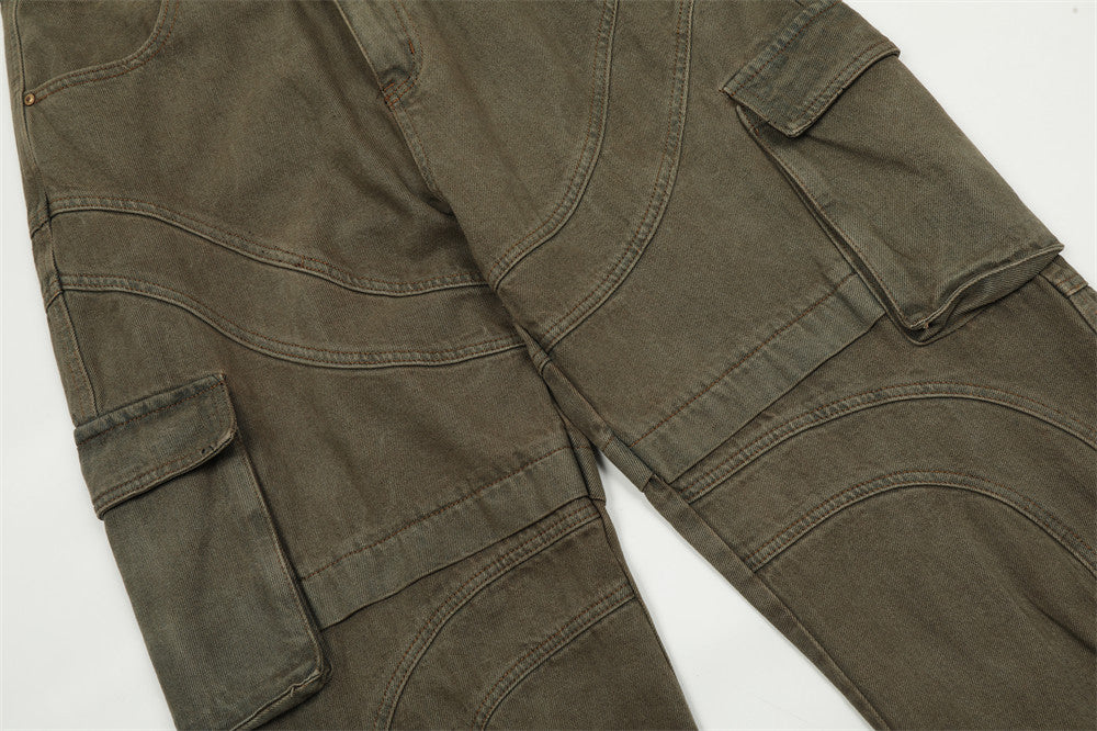 Pantalon Cargo Kaki Coton - Design Coutures Artistiques