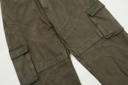 Pantalon Cargo Kaki Coton - Design Coutures Artistiques