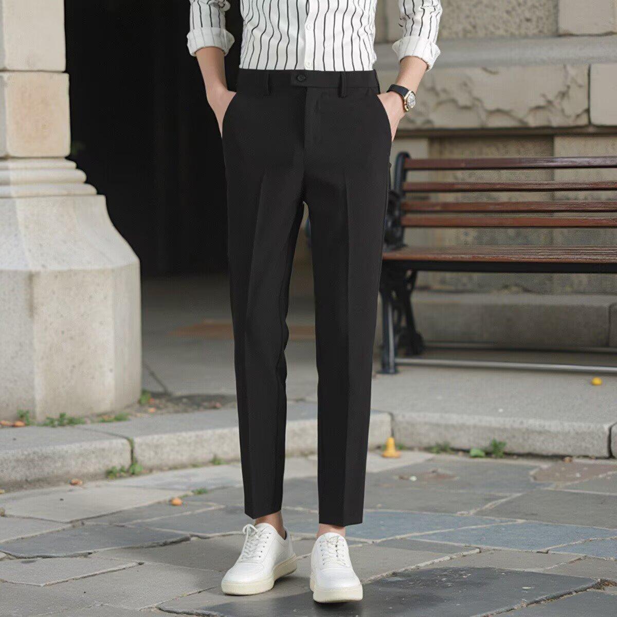 Pantalon de Costume Business Casual pour Homme - Coupe Ample Printemps Automne