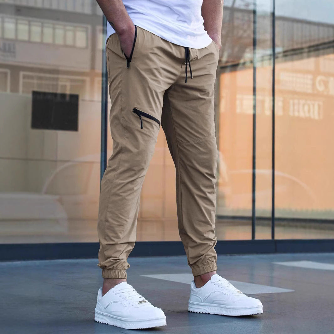 Pantalon Jogger Décontracté Rétro pour Homme avec Fermeture Éclair