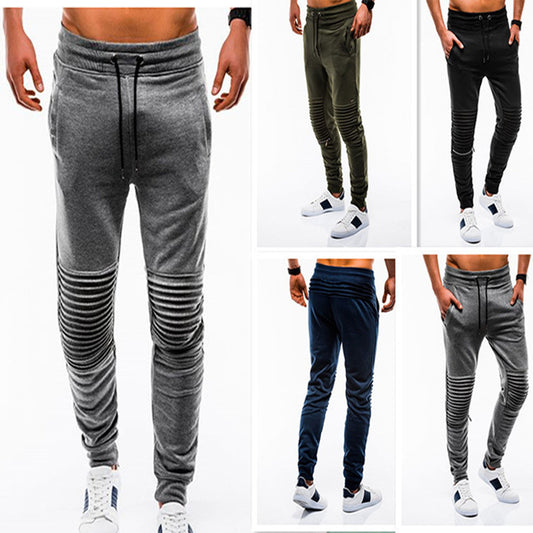 Jogger Sportif Homme Coton 65% - Plis Genoux Style Biker