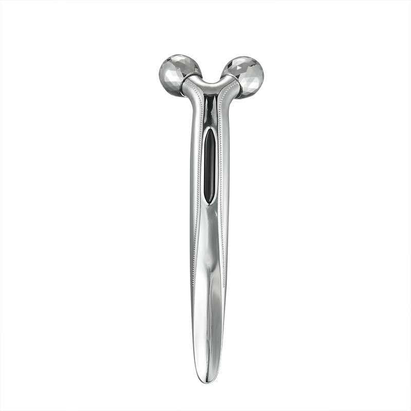 Masseur Facial 3D Roller Manuel Or Rose - Lifting Visage Ions Positifs