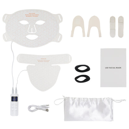 Masque LED Rajeunissement Facial et Cou - 4 Modes Lumière