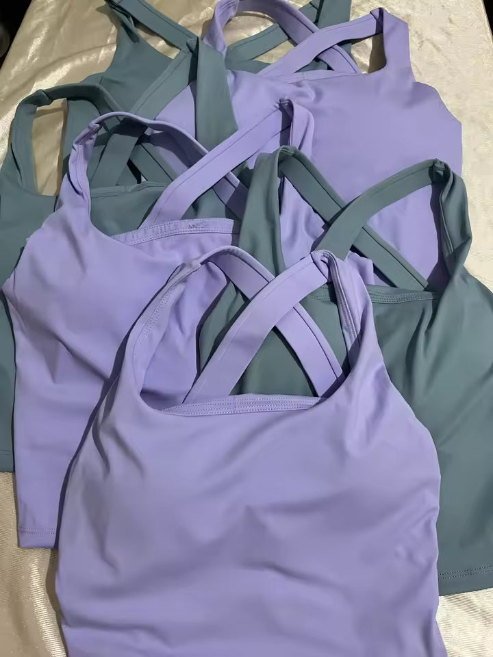 Brassière Sport Croisée Dos Nu – Maintien Yoga & Fitness Femme | W1253