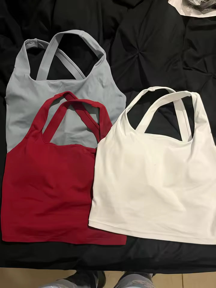Brassière Sport Croisée Dos Nu – Maintien Yoga & Fitness Femme | W1253