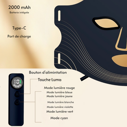 Masque LED Photonique Infrarouge - Soin Anti-Âge Professionnel à Domicile