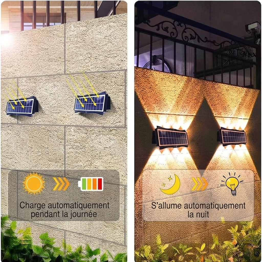 Lampe Murale Solaire LED – 3 Modes, Grand Angle, IP65
