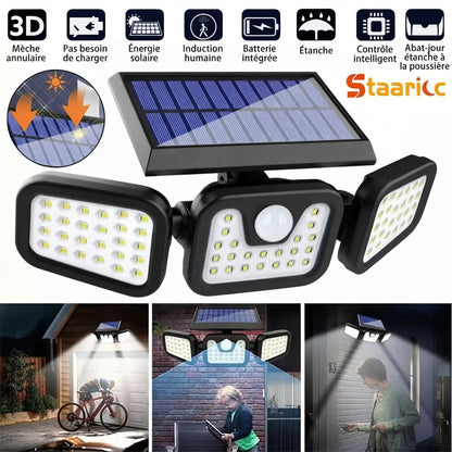 Projecteur Solaire Extérieur 3 Têtes IP65