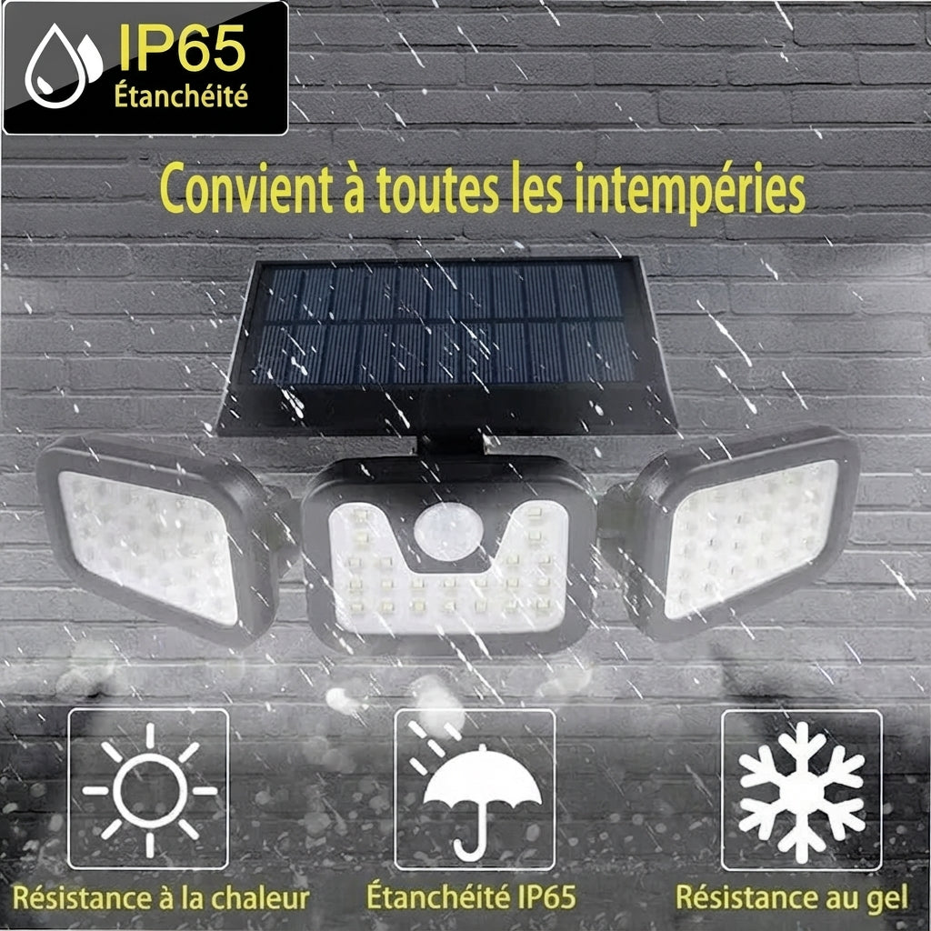Projecteur Solaire Extérieur 3 Têtes IP65