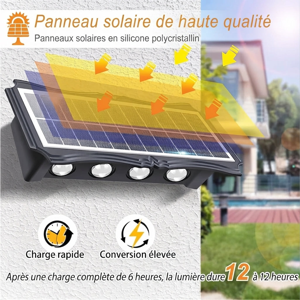 Lampe Murale Solaire LED – 3 Modes, Grand Angle, IP65