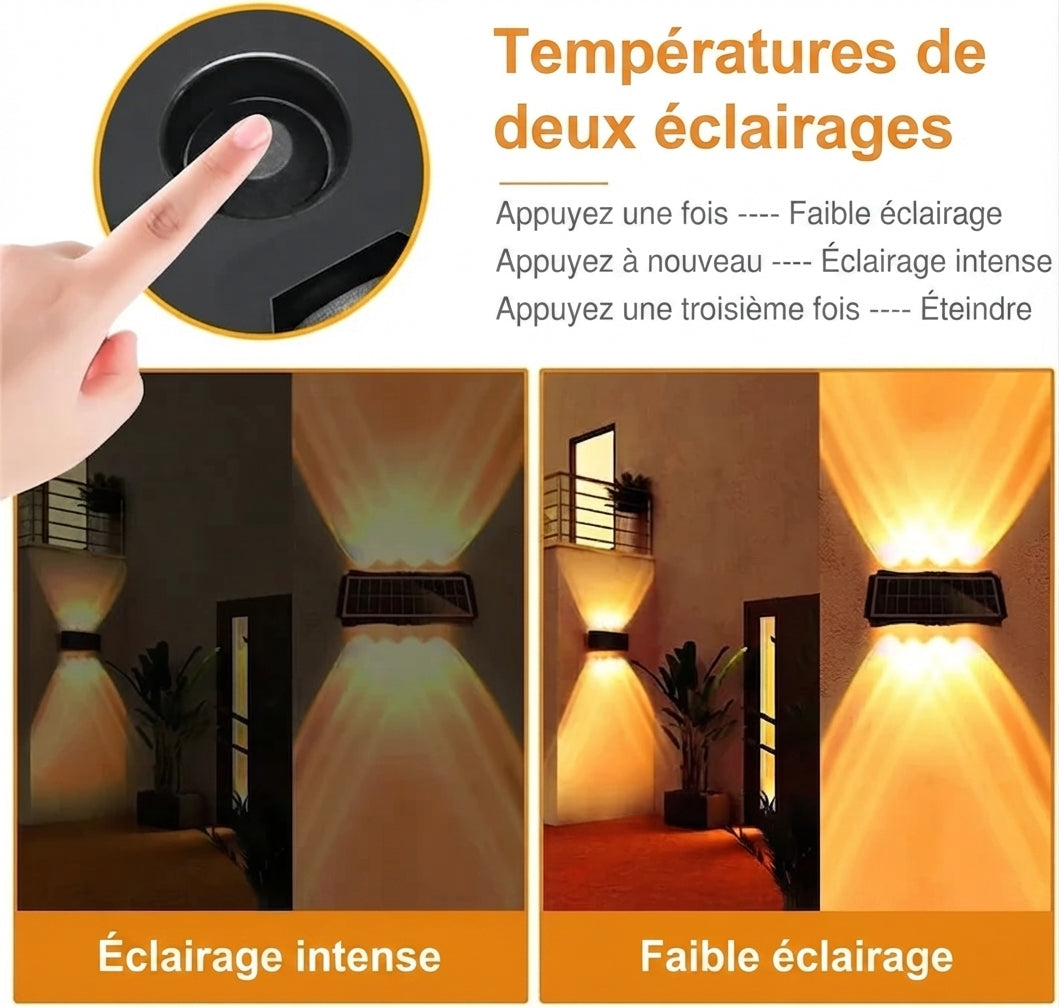 Lampe Murale Solaire LED – 3 Modes, Grand Angle, IP65