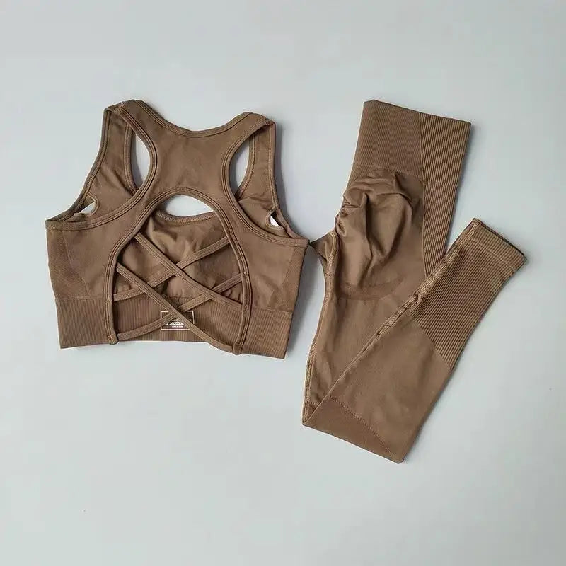 Ensemble Yoga Sans Couture – Brassière Croisée & Legging Gainant