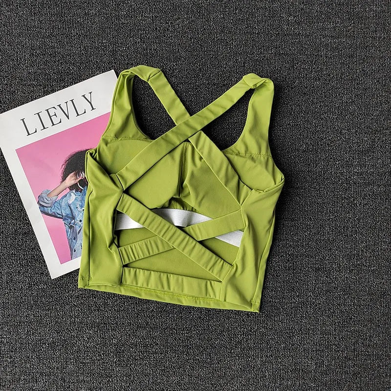Brassière Sport Croisée Dos Nu – Maintien Yoga & Fitness Femme | W1253