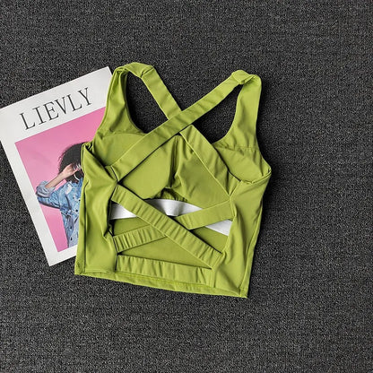 Brassière Sport Croisée Dos Nu – Maintien Yoga & Fitness Femme | W1253