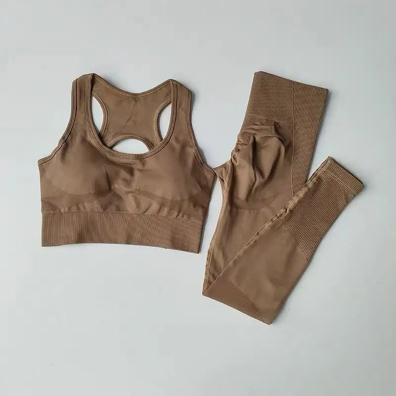 Ensemble Yoga Sans Couture – Brassière Croisée & Legging Gainant