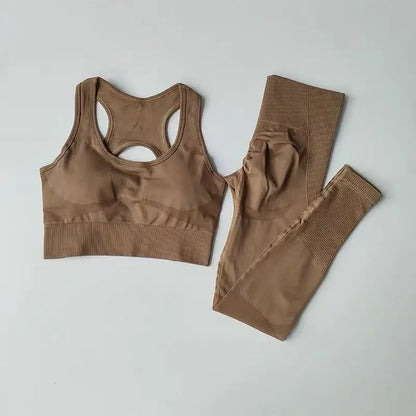 Ensemble Yoga Sans Couture – Brassière Croisée & Legging Gainant