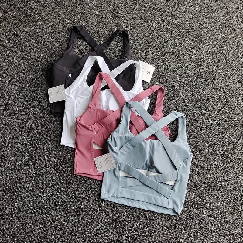 Brassière Sport Croisée Dos Nu – Maintien Yoga & Fitness Femme | W1253