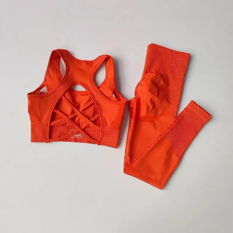 Ensemble Yoga Sans Couture – Brassière Croisée & Legging Gainant