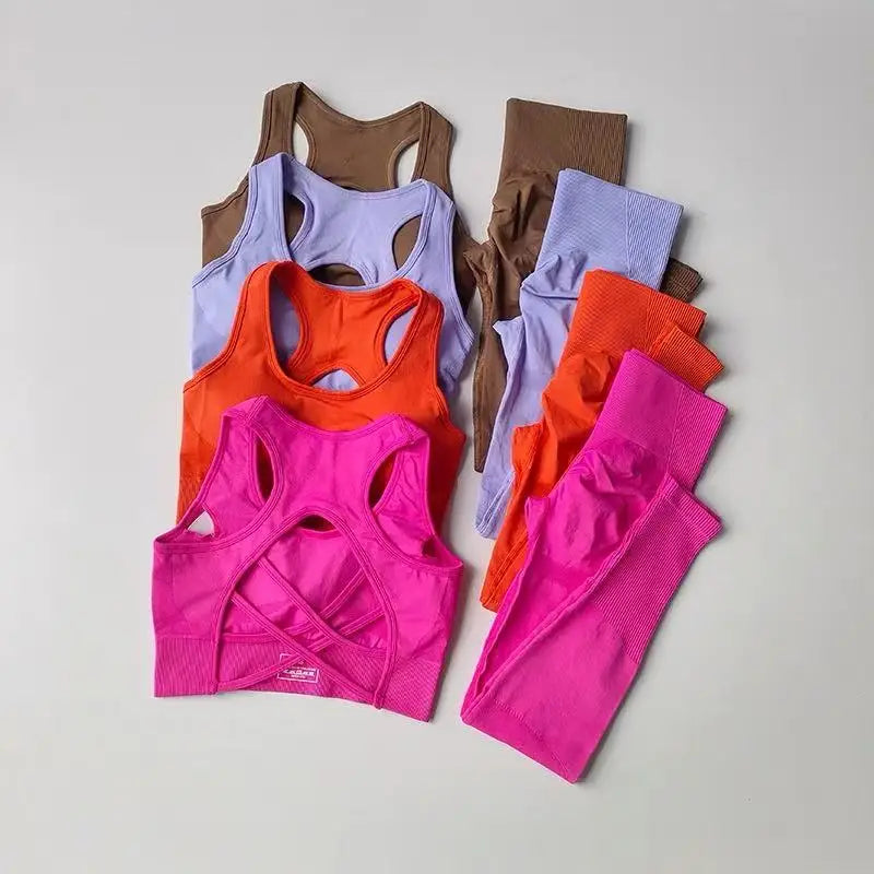 Ensemble Yoga Sans Couture – Brassière Croisée & Legging Gainant