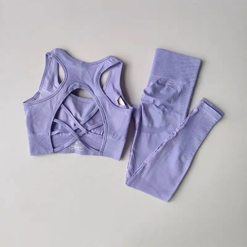 Ensemble Yoga Sans Couture – Brassière Croisée & Legging Gainant