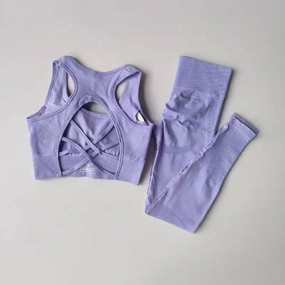 Ensemble Yoga Sans Couture – Brassière Croisée & Legging Gainant