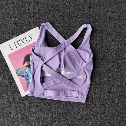 Brassière Sport Croisée Dos Nu – Maintien Yoga & Fitness Femme | W1253