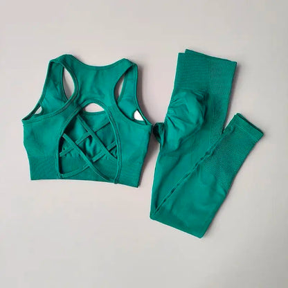 Ensemble Yoga Sans Couture – Brassière Croisée & Legging Gainant