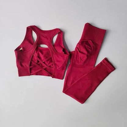 Ensemble Yoga Sans Couture – Brassière Croisée & Legging Gainant