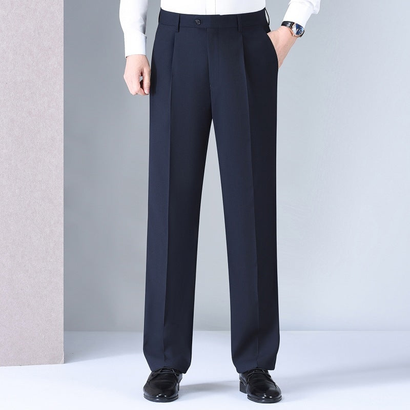 Pantalon de Costume en Soie de Mûrier pour Homme - Coupe Droite Sans Repassage