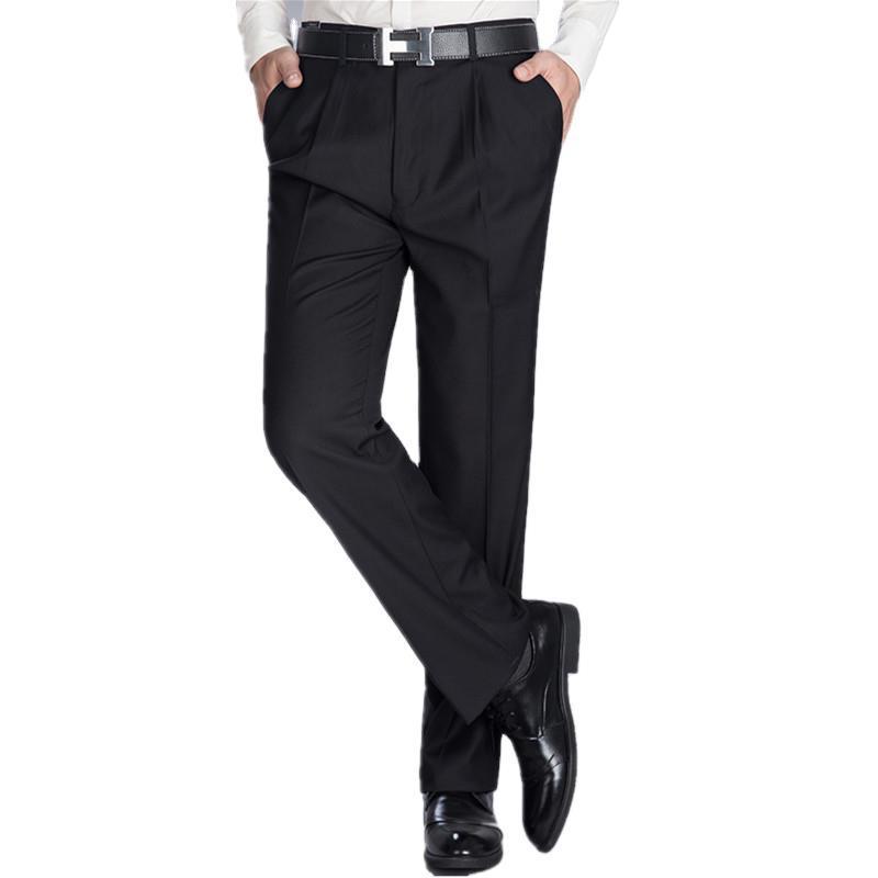Pantalon de Costume en Soie de Mûrier pour Homme - Coupe Droite Sans Repassage