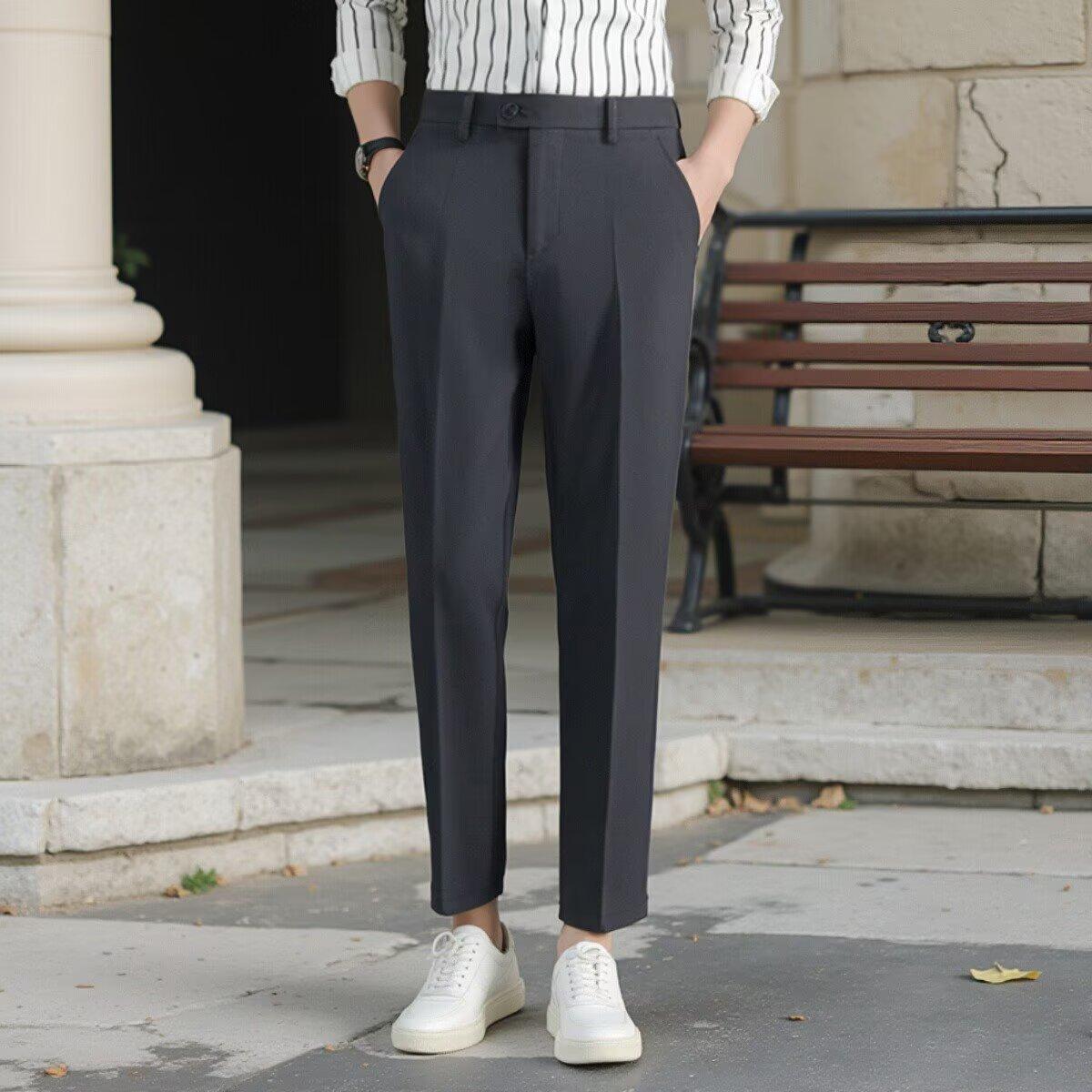 Pantalon de Costume Business Casual pour Homme - Coupe Ample Printemps Automne