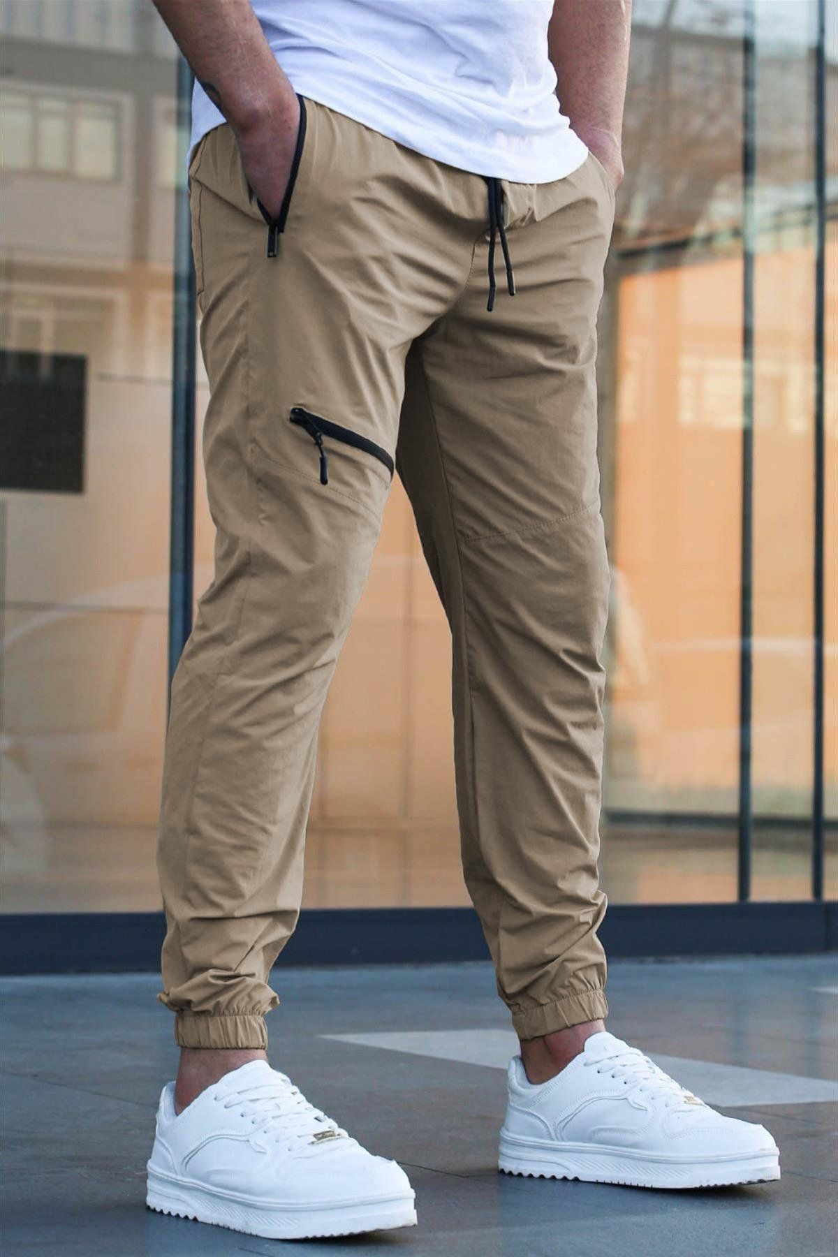 Pantalon Jogger Décontracté Rétro pour Homme avec Fermeture Éclair